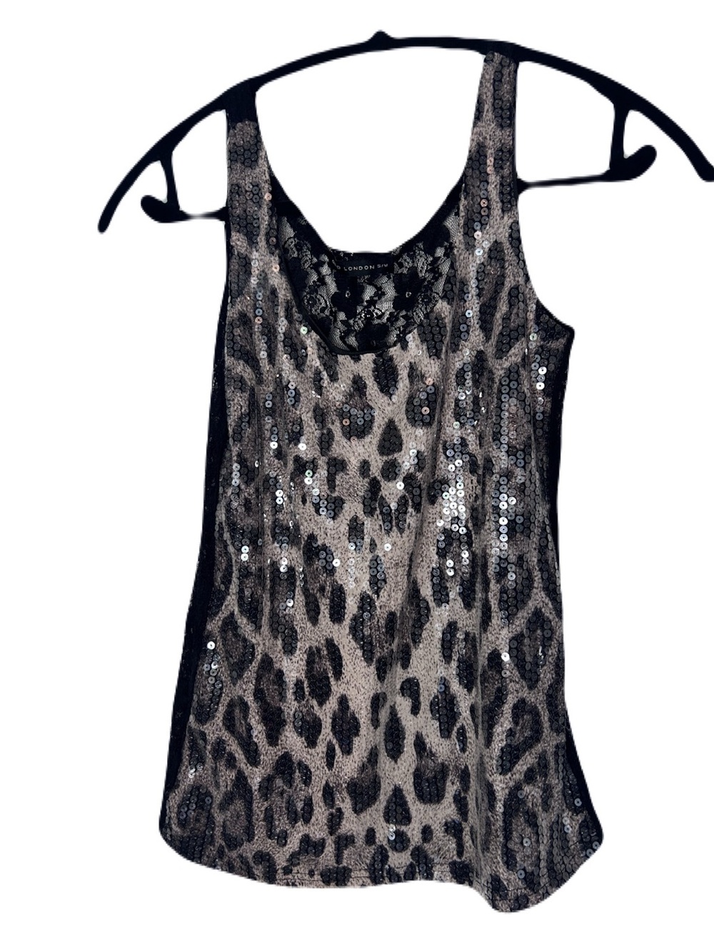 QED London Sequin Leopard Tank
